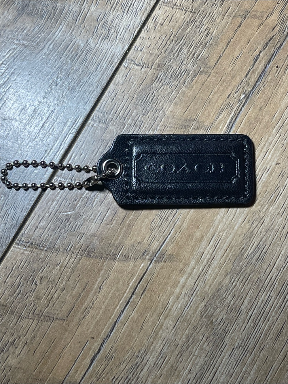 Coach Black Embossed Leather Tag Key Fob